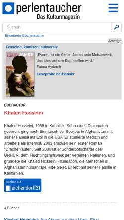 Vorschau der mobilen Webseite www.perlentaucher.de, Khaled Hosseini