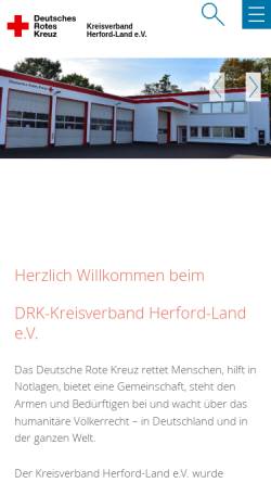 Vorschau der mobilen Webseite www.drk-herford-land.de, DRK Kreisverband Herford-Land e.V.