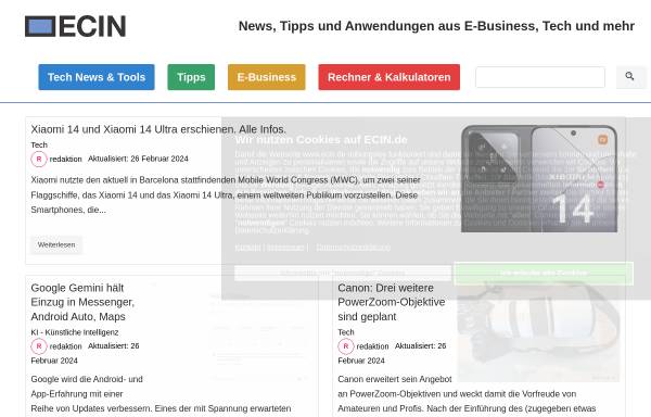 Vorschau von www.ecin.de, Electronic Commerce Infonet
