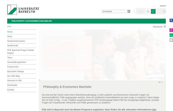 Vorschau von www.pe.uni-bayreuth.de, Philosophie und Ökonomie an der Universität Bayreuth