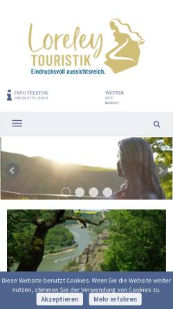 Vorschau der mobilen Webseite loreley-touristik.de, Loreley Freizeitpark im Mittelrheintal