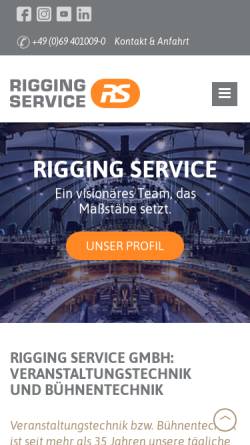 Vorschau der mobilen Webseite www.rigging-service.de, Rigging Service GmbH