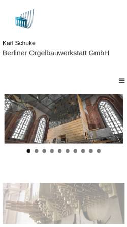 Vorschau der mobilen Webseite schuke-berlin.de, Karl Schuke Berliner Orgelbauwerkstatt GmbH