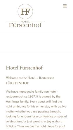 Vorschau der mobilen Webseite www.hotel-fuerstenhof.de, Hotel und Restaurant Fürstenhof