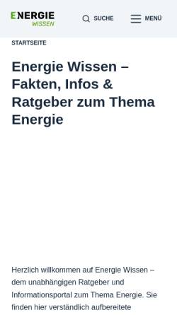 Vorschau der mobilen Webseite www.energie-wissen.info, Energie Wissen