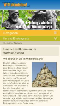 Vorschau der mobilen Webseite www.wittekindsland.de, Ferienregion Wittekindsland