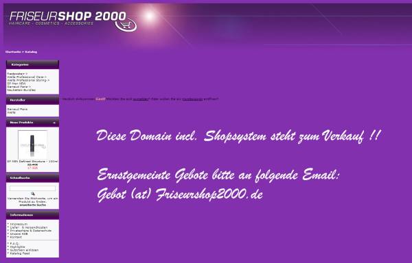 Vorschau von www.friseurshop2000.de, FriseurShop2000.de, Peter Richardsen