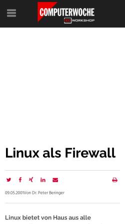 Vorschau der mobilen Webseite www.tecchannel.de, Linux als Firewall