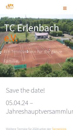 Vorschau der mobilen Webseite www.tc-erlenbach.de, Tennisclub Erlenbach e.V.
