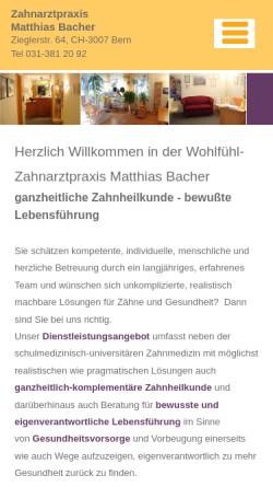Vorschau der mobilen Webseite www.zahnarztpraxisbacher.ch, Matthias Bacher