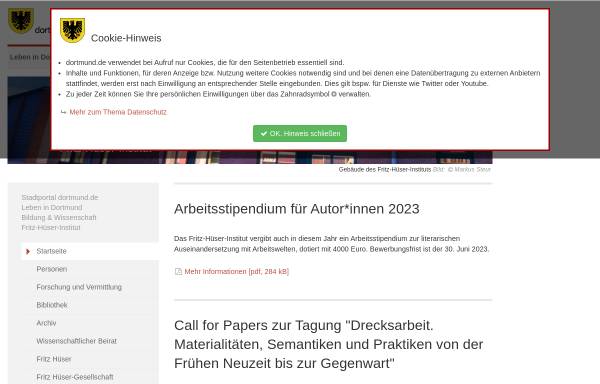 Vorschau von www.fhi.dortmund.de, Fritz Hüser-Institut für deutsche und ausländische Arbeiterliteratur