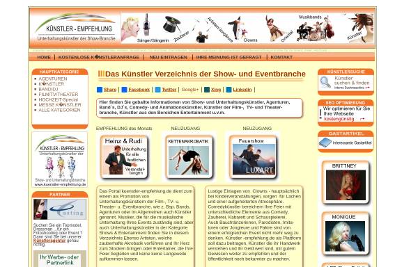 Vorschau von www.kuenstler-empfehlung.de, Künstler Empfehlung