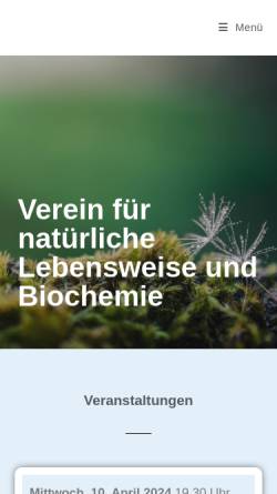 Vorschau der mobilen Webseite www.biochemischer-verein-buehl.de, Verein für natürliche Lebensweise und Biochemie nach Dr. Schüßler Bühl/Baden-Baden e.V.