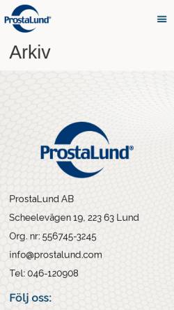 Vorschau der mobilen Webseite www.prostalund.com, ProstaLund GmbH