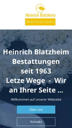 Vorschau der mobilen Webseite www.heinrich-blatzheim.de, Bestattungen Heinrich Blatzheim