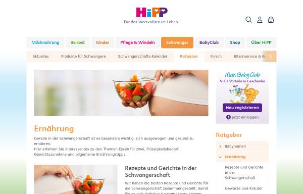 Vorschau von www.hipp.de, Ernährung in der Schwangerschaft