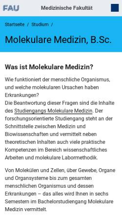 Vorschau der mobilen Webseite www.molmed.eu, Molekulare Medizin - Studienprogramm Universität Erlangen-Nürnberg