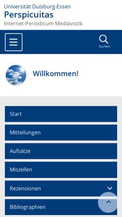Vorschau der mobilen Webseite www.uni-due.de, Perspicuitas