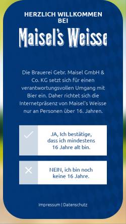 Vorschau der mobilen Webseite www.maisel.com, Brauerei Gebr. Maisel KG