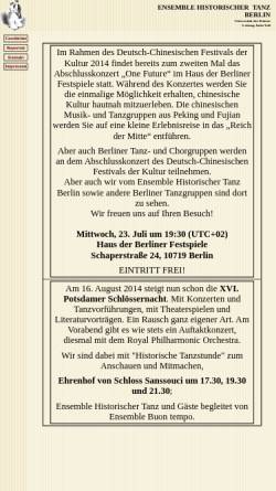 Vorschau der mobilen Webseite www.historischer-tanz.de, Ensemble Historischer Tanz Berlin