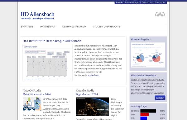 Vorschau von www.ifd-allensbach.de, Institut für Demoskopie Allensbach