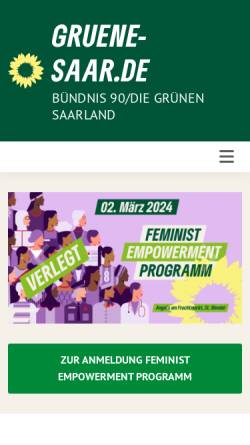 Vorschau der mobilen Webseite gruene-saar.de, Bündnis 90/Die Grünen