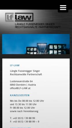 Vorschau der mobilen Webseite www.lf-law.at, Rechtsanwaltskanzlei Längle Fussenegger