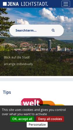 Vorschau der mobilen Webseite www.jena.de, Stadt Jena