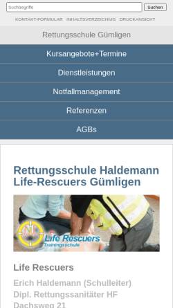 Vorschau der mobilen Webseite www.life-rescue.ch, Life Rescuers Trainingsschule
