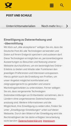 Vorschau der mobilen Webseite www.deutschepost.de, Post und Schule