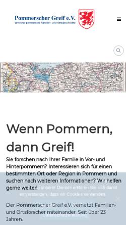 Vorschau der mobilen Webseite www.pommerscher-greif.de, Pommerscher Greif e.V.