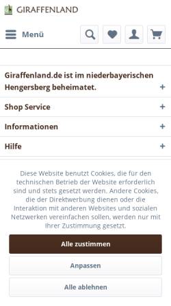 Vorschau der mobilen Webseite www.giraffenland.de, Giraffenland.de, Walkowiak Alexandra