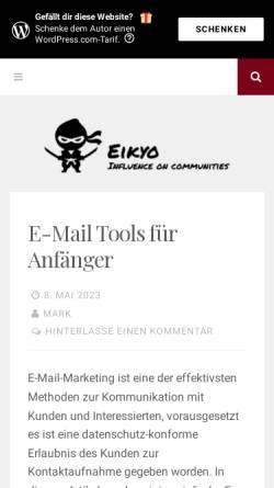 Vorschau der mobilen Webseite eikyo.de, Eikyo, Inh. Mark Ralea