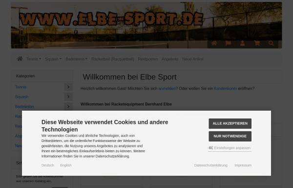 Vorschau von www.elbe-sport.de, Racketequipment Bernhard Elbe