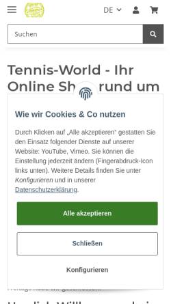 Vorschau der mobilen Webseite www.tw-gt.de, Tennis-World Trading GmbH