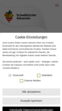 Vorschau der mobilen Webseite www.schwaebischer-albverein.de, Schwäbischer Albverein