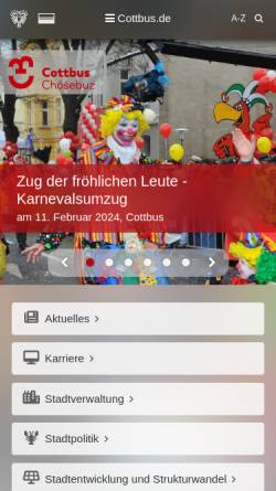 Vorschau der mobilen Webseite www.cottbus.de, Cottbus