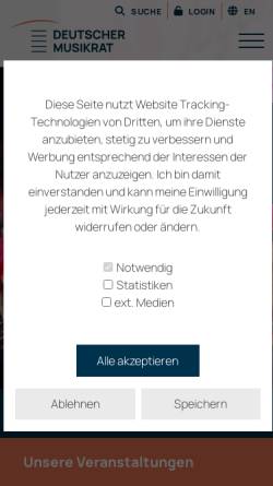 Vorschau der mobilen Webseite www.musikrat.de, Deutscher Musikrat e.V.