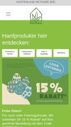 Vorschau der mobilen Webseite hanfhaus.de, Hempro International GmbH & Co. KG