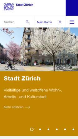 Vorschau der mobilen Webseite www.stadt-zuerich.ch, Stadt Zürich