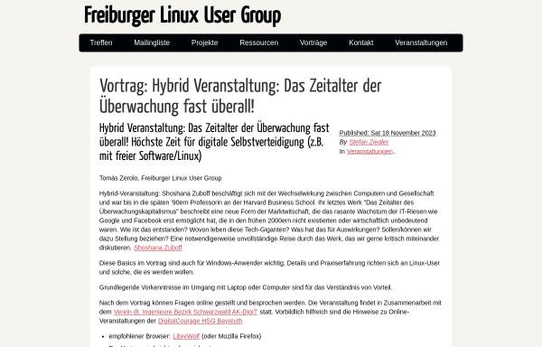 Vorschau von www.freiburg.linux.de, Freiburger Linux User Group