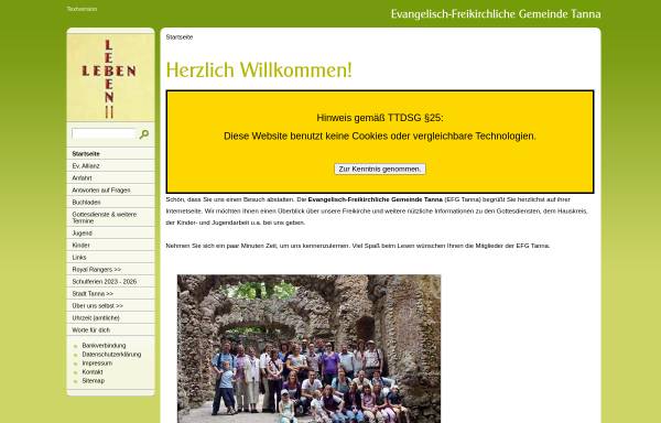 Vorschau von efg-tanna.de, Evangelisch-Freikirchliche Gemeinde Tanna