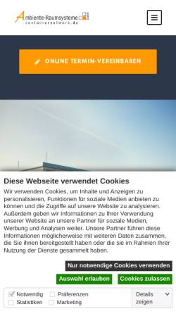 Vorschau der mobilen Webseite www.containernetwork.de, Ambiente Raumsysteme GmbH