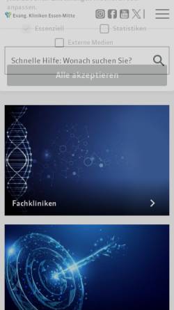 Vorschau der mobilen Webseite www.kliniken-essen-mitte.de, Kliniken Essen-Mitte