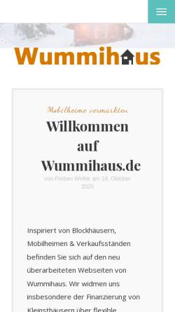 Vorschau der mobilen Webseite www.wummihaus.de, Mobilheimbau & Mobilheime, Helmut Dengler