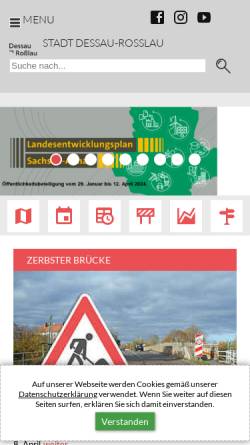 Vorschau der mobilen Webseite www.dessau-rosslau.de, Stadt Dessau-Roßlau