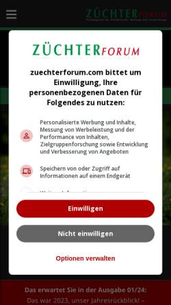 Vorschau der mobilen Webseite www.zuechterforum.de, Züchterforum