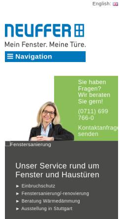 Vorschau der mobilen Webseite www.neuffer-fenster.de, Gebr. Neuffer Fensterfabrik GmbH
