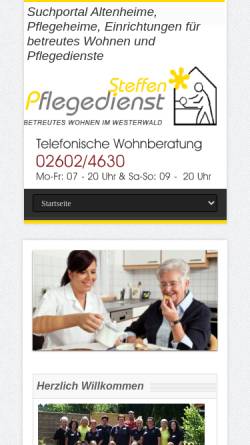 Vorschau der mobilen Webseite www.betreutes-wohnen-westerwald.de, Pflegedienst Steffen - Betreutes Wohnen - Intensivpflege