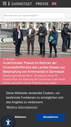 Vorschau der mobilen Webseite www.darmstadt.de, Stadt Darmstadt